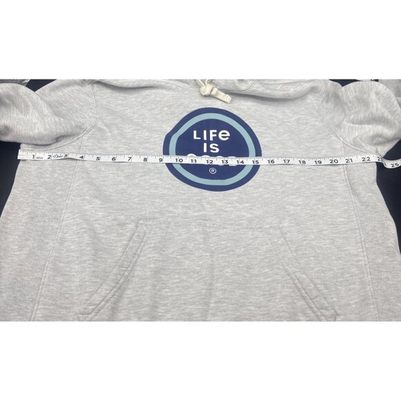 LIFE IS GOOD Women’s Gray Spread Good Vibes Hooded Sweatshirt Sz L Hoodie - Picture 8 of 9